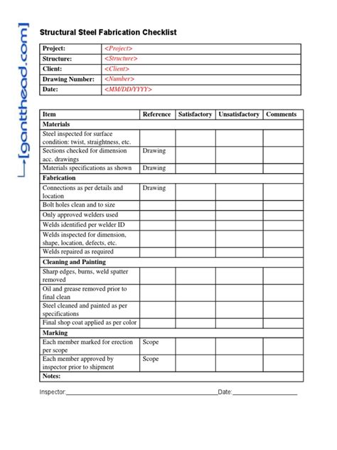 quality inspection form template metal fabrication|steel fabrication checklist template.